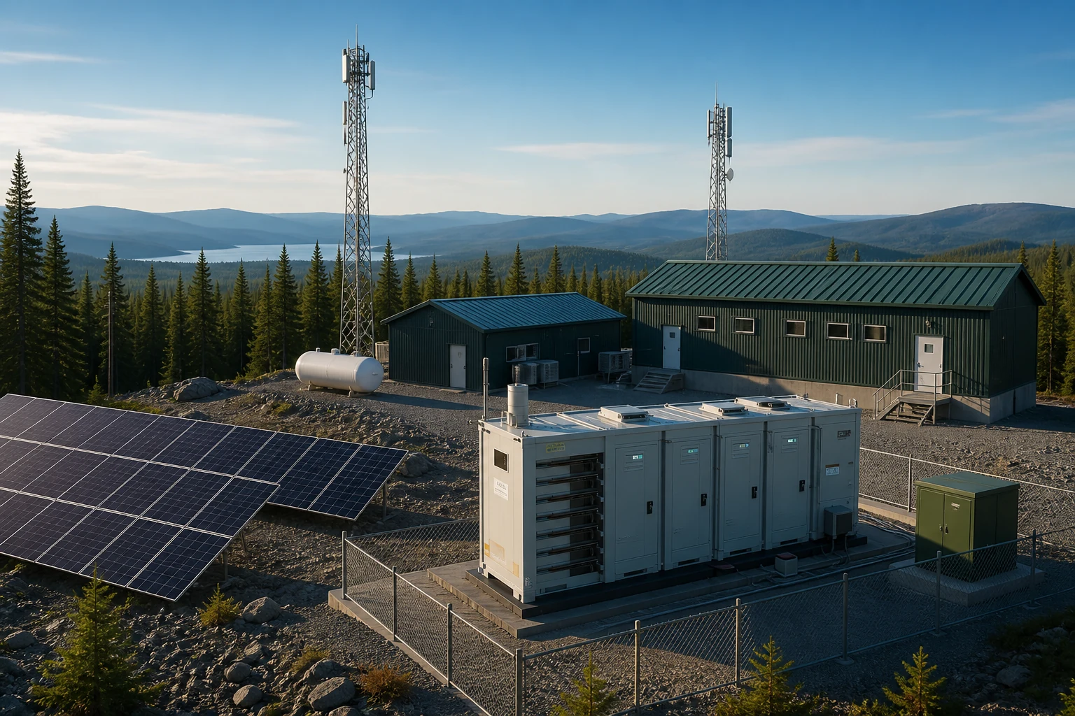 Remote renewable microgrid with solar generation and accessible storage equipment