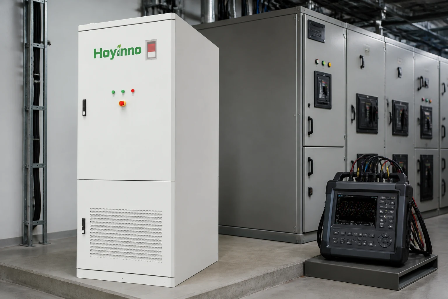 Branded Hoyinno cabinet during energy storage system commissioning