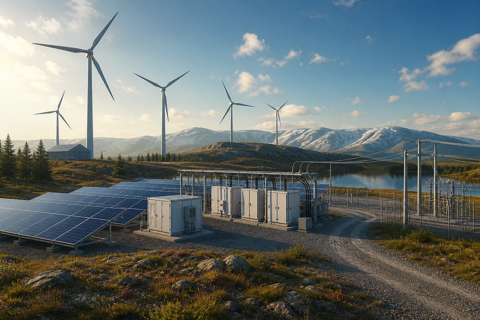 Hybrid solar and wind site comparing connected and isolated power paths
