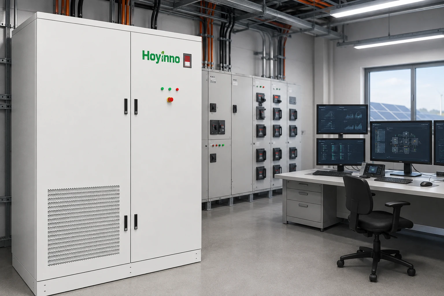 Hoyinno energy storage cabinet inside an off grid control room