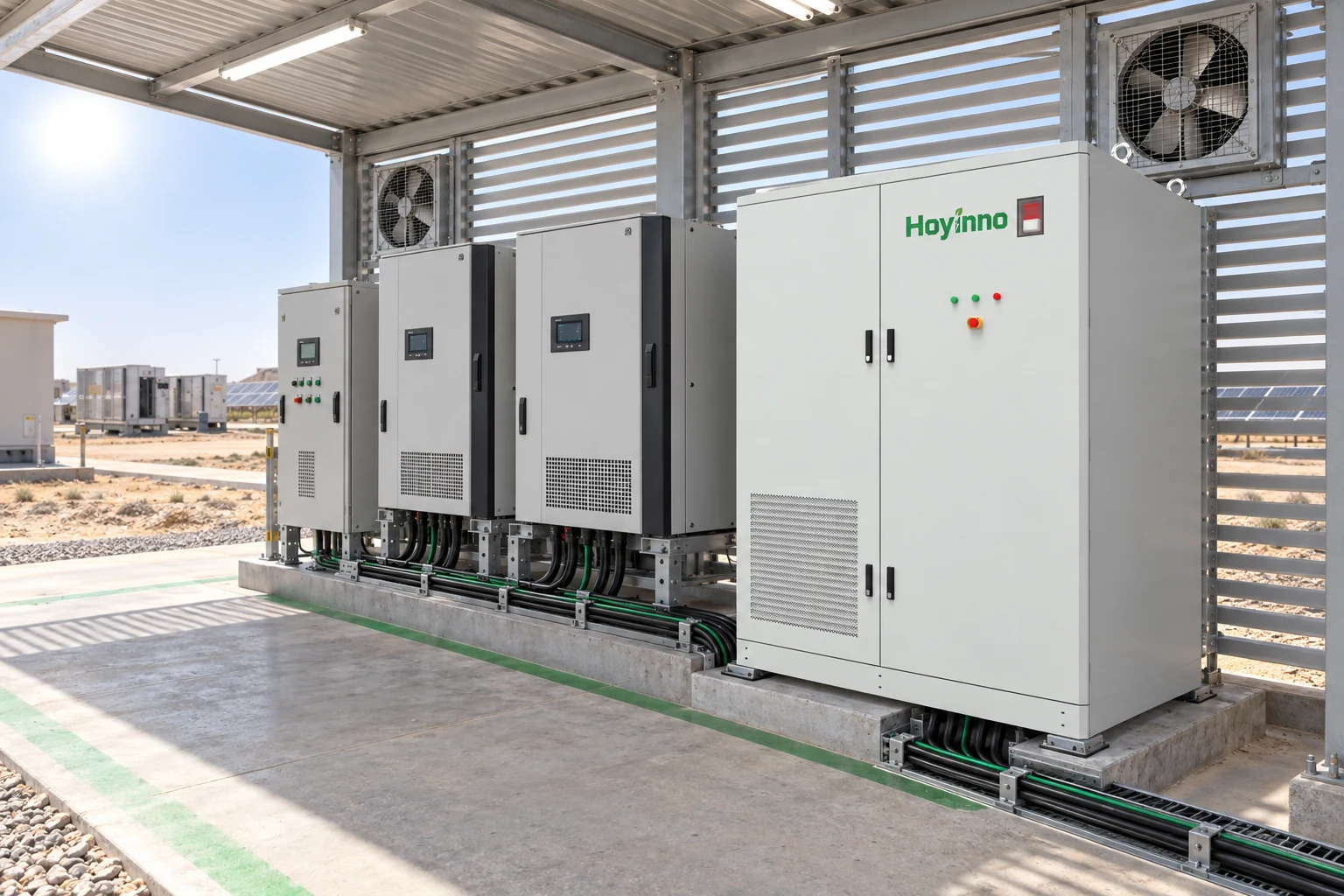 Hoyinno energy storage cabinet installed beside power conversion equipment at a remote site