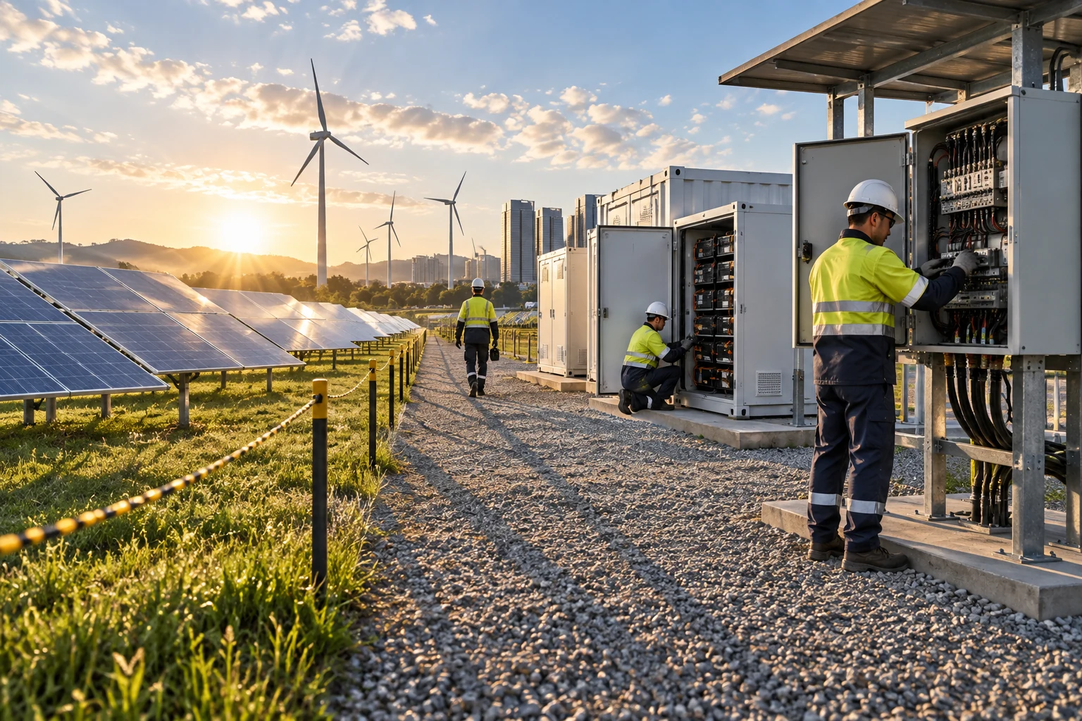 Off-grid renewable plant during integrated commissioning