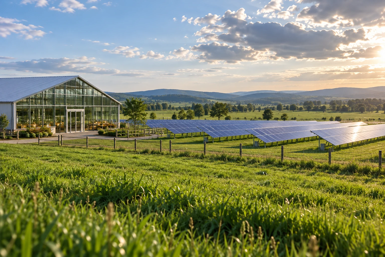 Solar arrays beside a greenhouse illustrating changing generation and demand timing