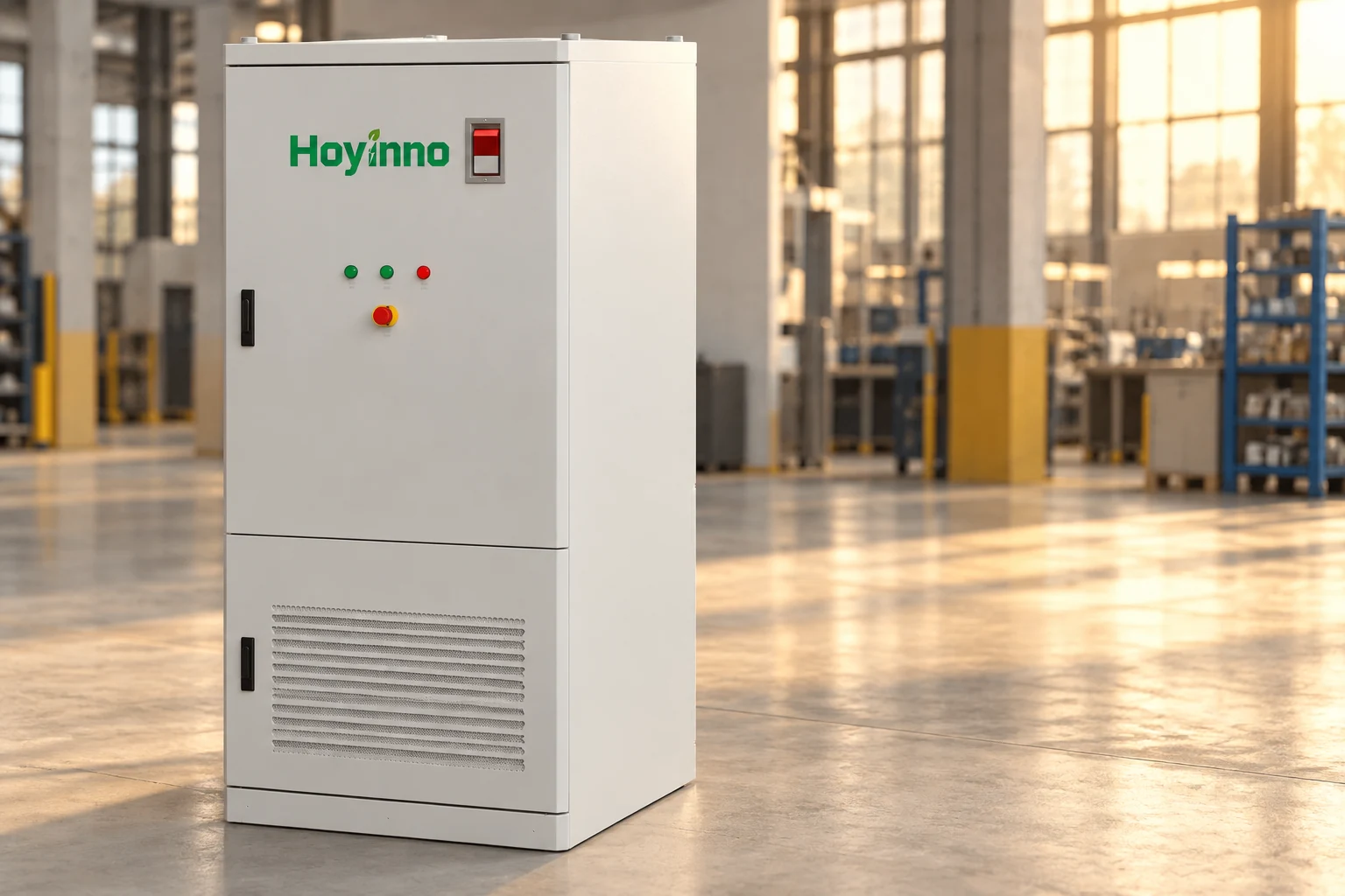 Hoyinno cabinet with stacked doors and lower grille illustrating storage hardware