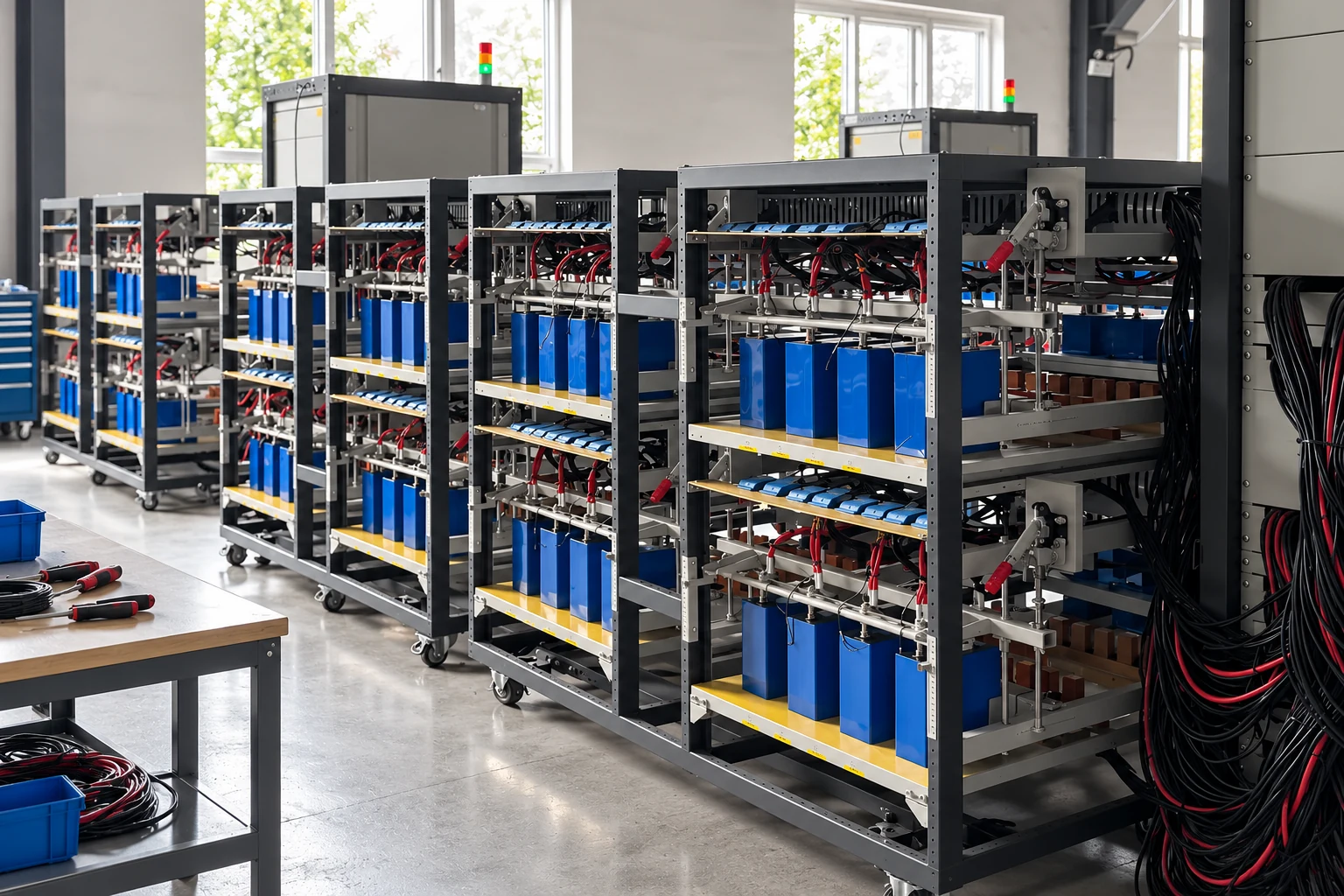 Electrical module racks illustrating component integration