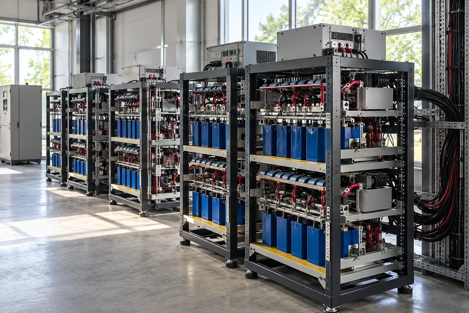 Open electrical equipment racks illustrating conversion and integration context
