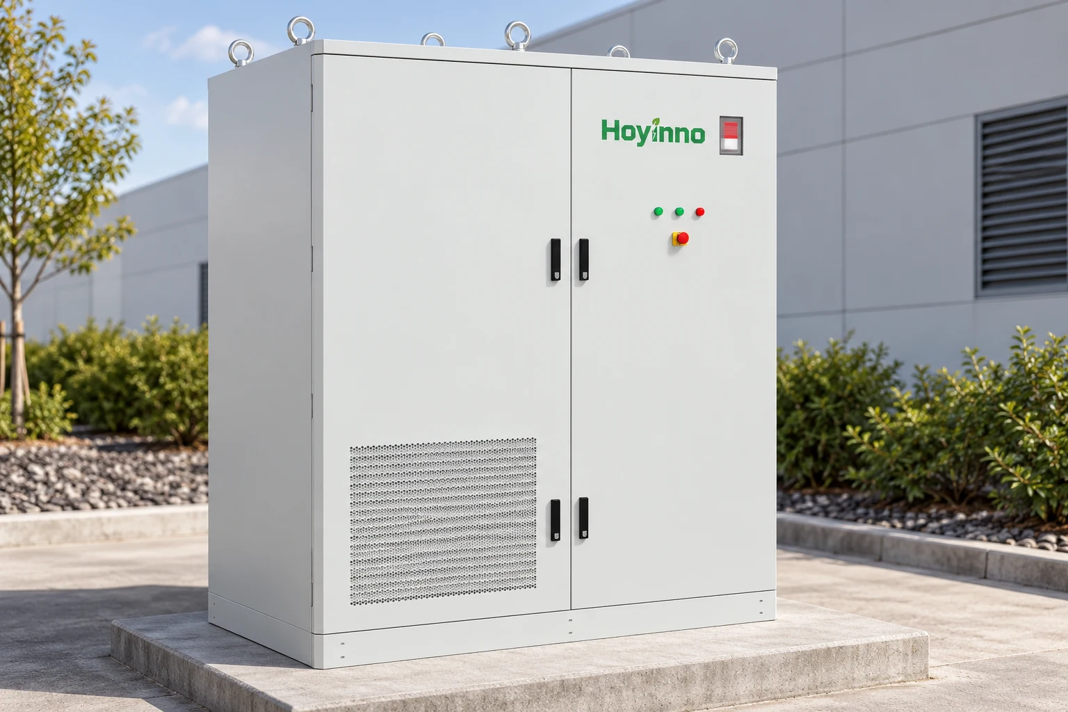 Hoyinno double-door storage cabinet with four handles and original controls
