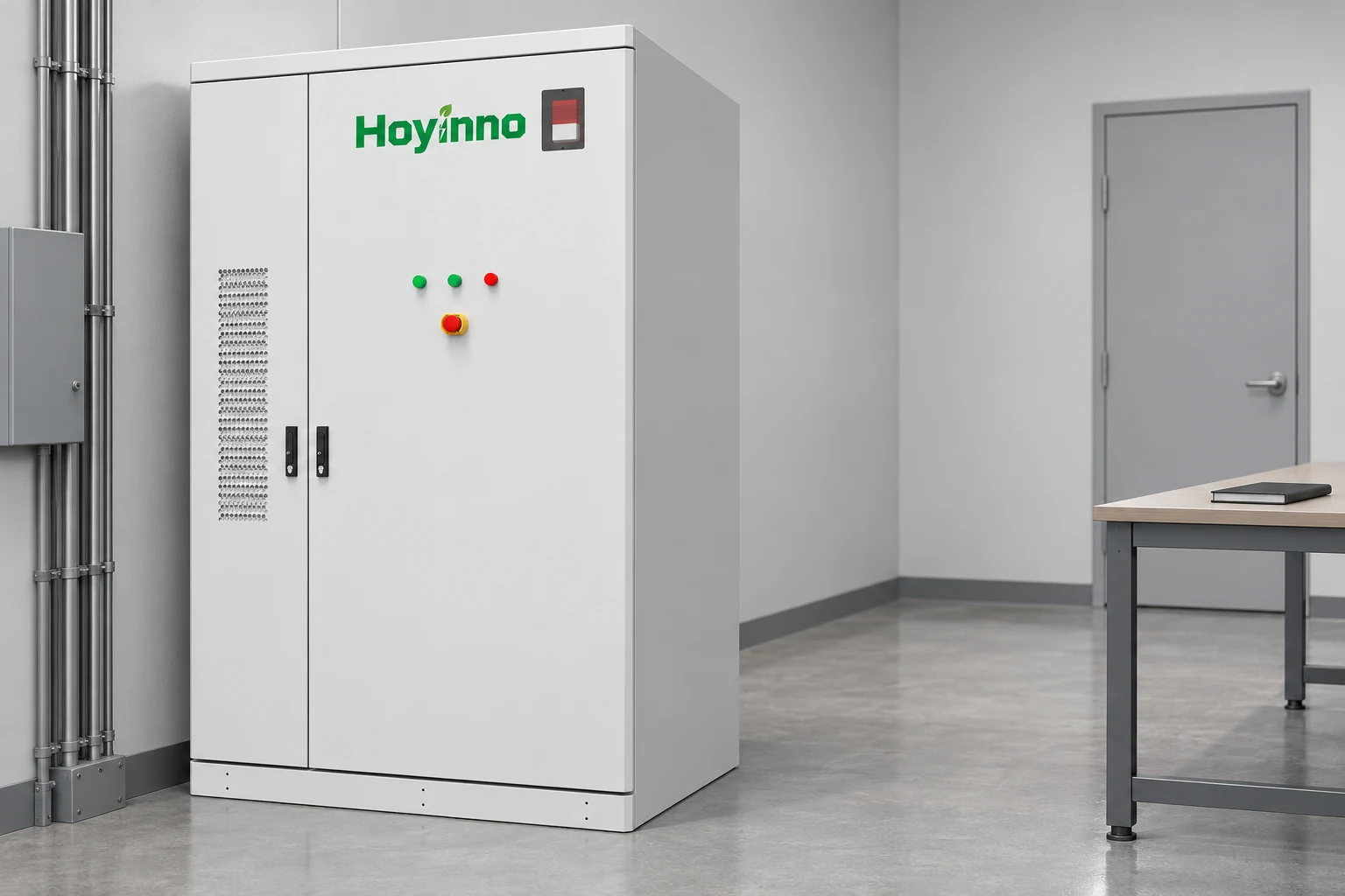 Grey Hoyinno cabinet with its original handles grille and front control elements