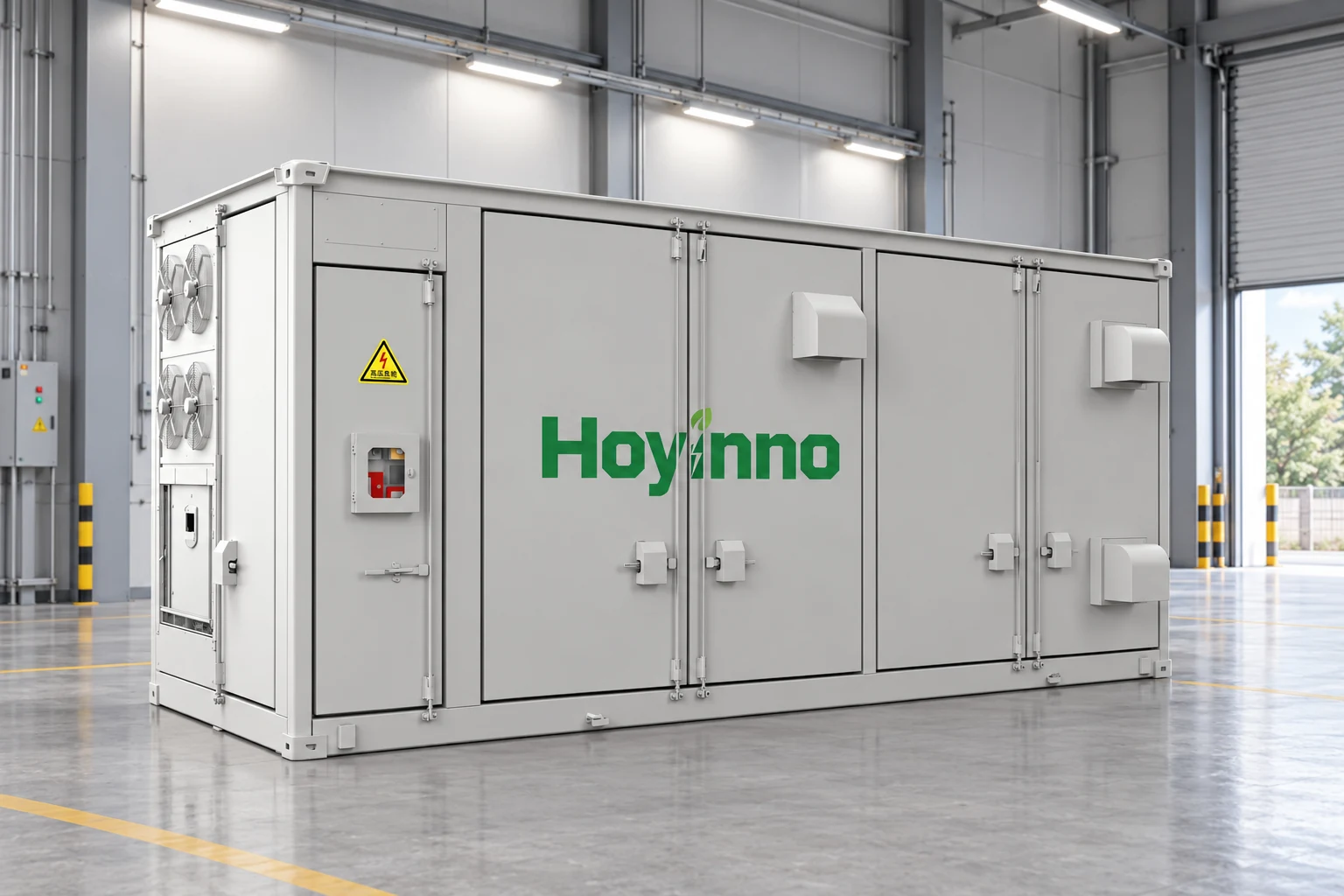 Hoyinno container storage enclosure illustrating the physical system discussed in cloudy-weather planning