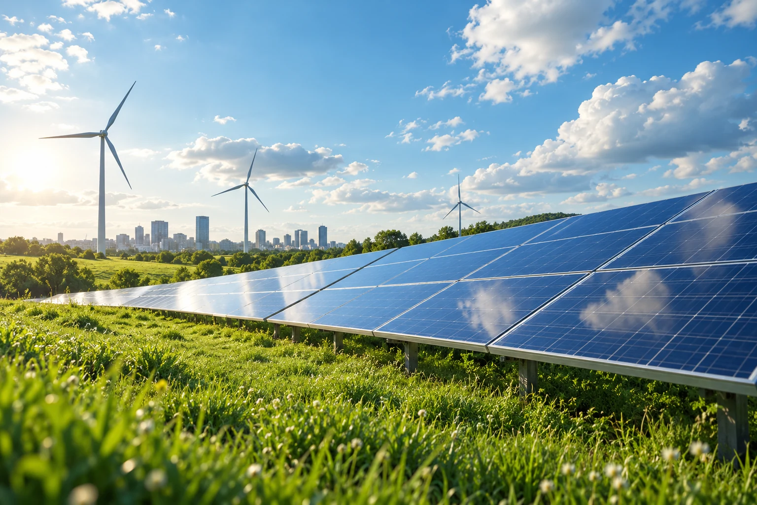 Illustrative solar array landscape showing variable generation context